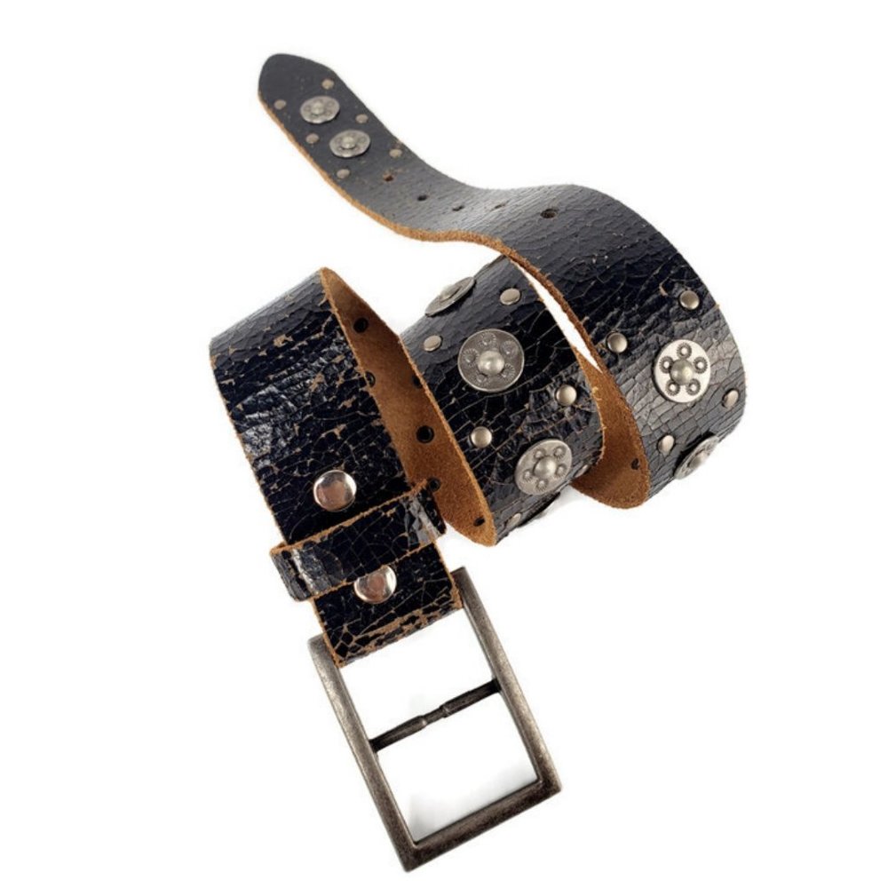 Rockin Robin black distressed studded leather youth belt. Only 1 Left!